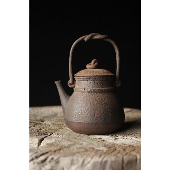 有阪造 砲口鉄環鉄蓋 時代鉄瓶　M315 