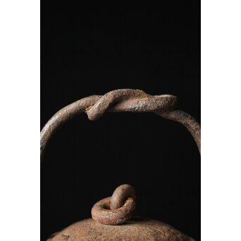 有阪造 砲口鉄環鉄蓋 時代鉄瓶　M315 