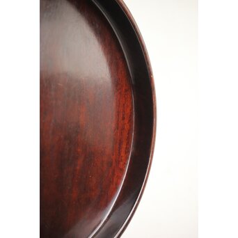 紫檀意 唐木縮杢丸盆　X349 