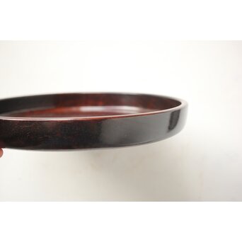 紫檀意 唐木縮杢丸盆　X349 