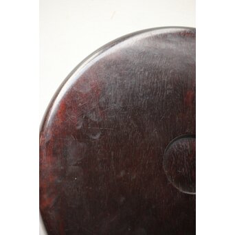 紫檀意 唐木縮杢丸盆　X349 
