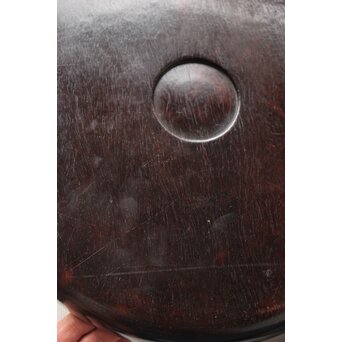 紫檀意 唐木縮杢丸盆　X349 