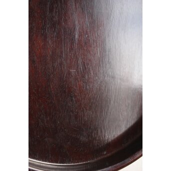 紫檀意 唐木縮杢丸盆　X349 