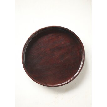紫檀意 唐木縮杢丸盆　X349
