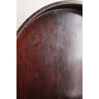 紫檀意 唐木縮杢丸盆　X349 