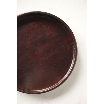 紫檀意 唐木縮杢丸盆　X349 