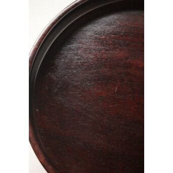 紫檀意 唐木縮杢丸盆　X349 