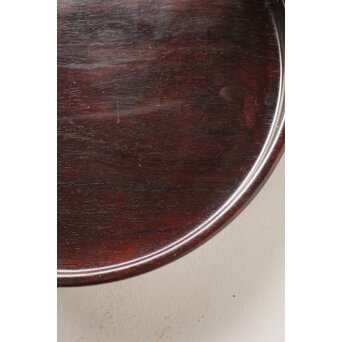 紫檀意 唐木縮杢丸盆　X349 