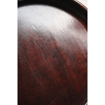 紫檀意 唐木縮杢丸盆　X349 