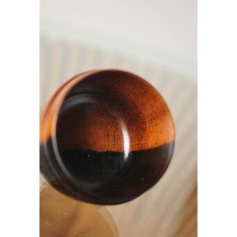 塗師 道場江春 黒柿壺々蒔絵 中棗 共箱　Q303 