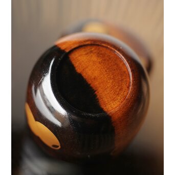 塗師 道場江春 黒柿壺々蒔絵 中棗 共箱　Q303 