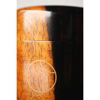 塗師 道場江春 黒柿壺々蒔絵 中棗 共箱　Q303 