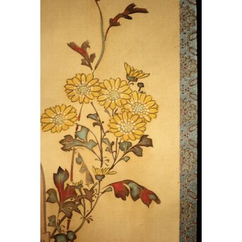 倣 菁々 鈴木其一 黄花水注図 絹本掛軸　Z300 