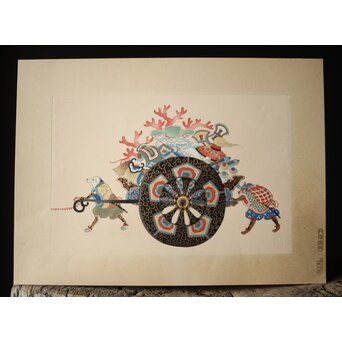 八宝堂/八寶堂 御伽絵 児島玉鳳画 木版画15枚　Z301 