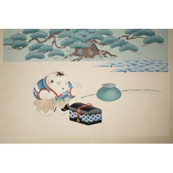 八宝堂/八寶堂 御伽絵 児島玉鳳画 木版画15枚　Z301 