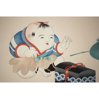 八宝堂/八寶堂 御伽絵 児島玉鳳画 木版画15枚　Z301 