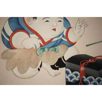 八宝堂/八寶堂 御伽絵 児島玉鳳画 木版画15枚　Z301 