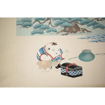 八宝堂/八寶堂 御伽絵 児島玉鳳画 木版画15枚　Z301 