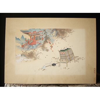 八宝堂/八寶堂 御伽絵 児島玉鳳画 木版画15枚　Z301 