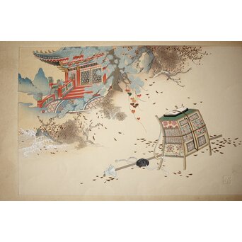 八宝堂/八寶堂 御伽絵 児島玉鳳画 木版画15枚　Z301 