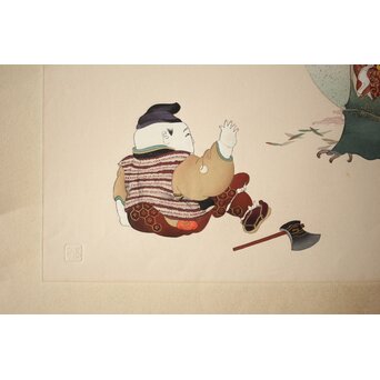 八宝堂/八寶堂 御伽絵 児島玉鳳画 木版画15枚　Z301 