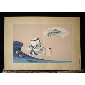 八宝堂/八寶堂 御伽絵 児島玉鳳画 木版画15枚　Z301 