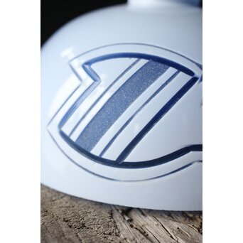 青色 白被 白着ガラス 切子電笠　A028 