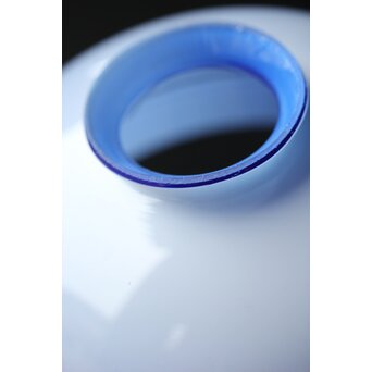 青色 白被 白着ガラス 切子電笠　A028 