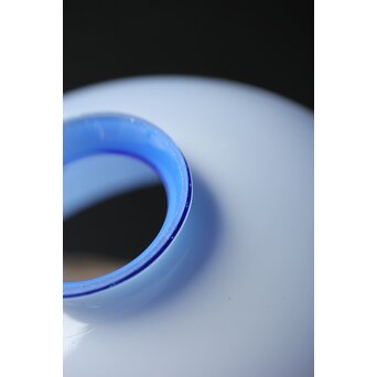 青色 白被 白着ガラス 切子電笠　A028 