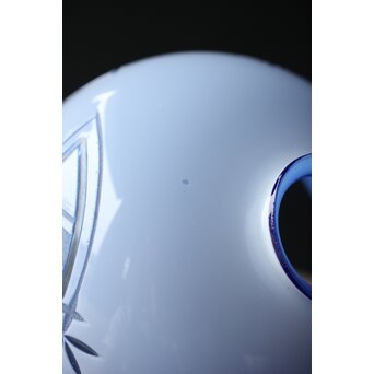 青色 白被 白着ガラス 切子電笠　A028 