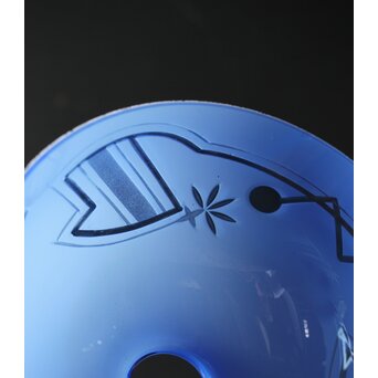 青色 白被 白着ガラス 切子電笠　A028 