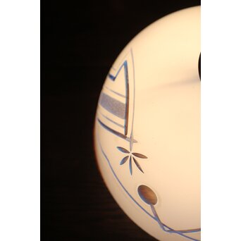 青色 白被 白着ガラス 切子電笠　A028 