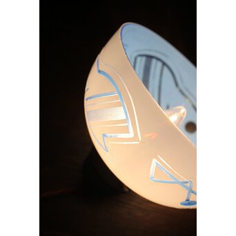 青色 白被 白着ガラス 切子電笠　A028 