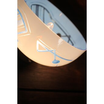 青色 白被 白着ガラス 切子電笠　A028 