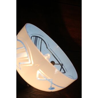 青色 白被 白着ガラス 切子電笠　A028 