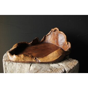 瘤木 自然木の瓶掛/煎茶盆　X351 
