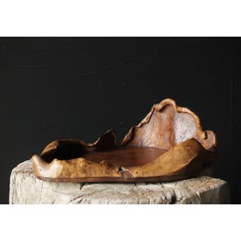 瘤木 自然木の瓶掛/煎茶盆　X351