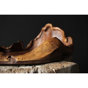 瘤木 自然木の瓶掛/煎茶盆　X351 