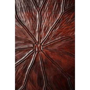 篠原石山作 蓮葉松木彫香盆　X352 