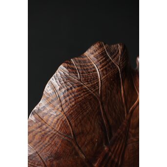 篠原石山作か 松木彫葉盆/煎茶盆　X353 