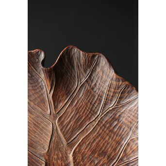 篠原石山作か 松木彫葉盆/煎茶盆　X353 