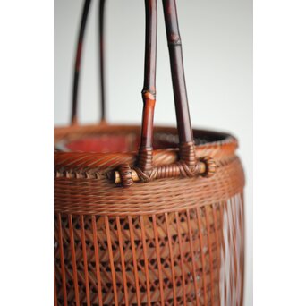 峰月作 透かし編み 花籠/竹籠　U286 