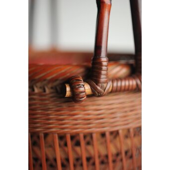 峰月作 透かし編み 花籠/竹籠　U286 