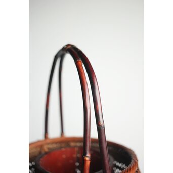 峰月作 透かし編み 花籠/竹籠　U286 