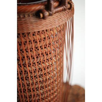峰月作 透かし編み 花籠/竹籠　U286 
