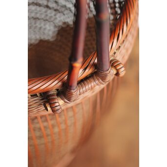 峰月作 透かし編み 花籠/竹籠　U286 