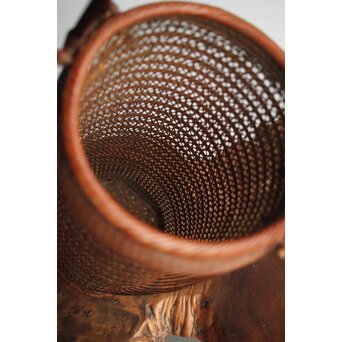 峰月作 透かし編み 花籠/竹籠　U286 