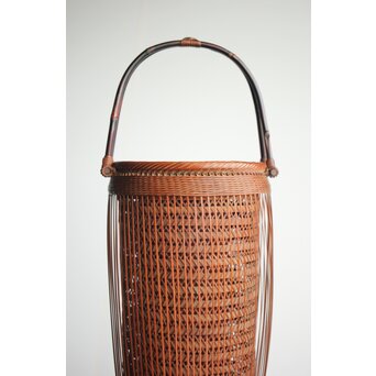 峰月作 透かし編み 花籠/竹籠　U286 