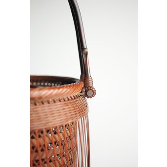 峰月作 透かし編み 花籠/竹籠　U286 