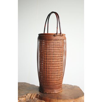 峰月作 透かし編み 花籠/竹籠　U286 